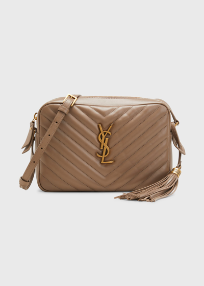 Saint Laurent Lou Medium Monogram Ysl Calf Crossbody Bag In Taupe