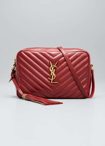 Saint Laurent Lou Medium Monogram Ysl Calf Crossbody Bag In Opyum Red