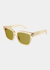 Saint Laurent Rectangle Acetate Sunglasses In 005 Shiny Transpa