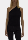 Helmut Lang One-shoulder Textured-knit Tank In Blk