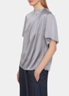 Vince Flutter-sleeve Draped Silk Blouse In Piero Blue