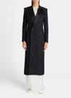 Saint Laurent Double-breasted Wool Tuxedo Coat In Nero