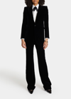 Saint Laurent Single-breasted Velvet Tuxedo Jacket In Nero