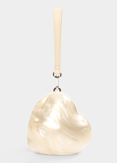 Simone Rocha Heart Micro Pearly Top-handle Bag In Pearl Pearl