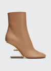 FENDI LAMBSKIN METALLIC F-HEEL ANKLE BOOTIES