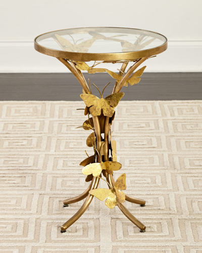 Jamie Young Flutter Away Butterfly End Table In Gold