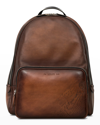 BERLUTI MEN'S TIME OFF SCRITTO SWIPE LEATHER BACKPACK