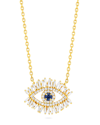 Suzanne Kalan Medium Blue Sapphire Evil Eye Pendant Necklace With Diamonds In Yellow/gold