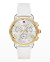 Michele Sporty Sail Two-tone Gold Watch In White In Silver