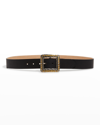 Streets Ahead Antique Square Studded Leather Belt In Gold Silver
