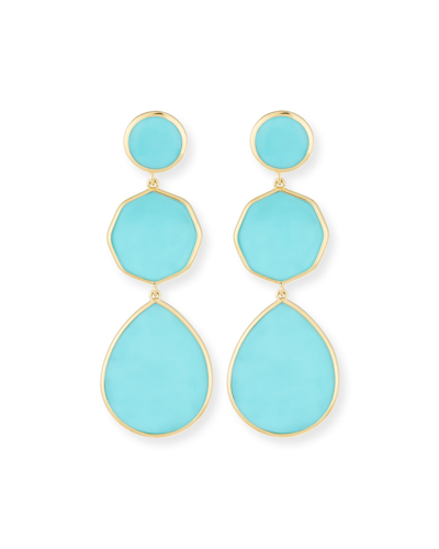 Ippolita Crazy 8's 3-stone Drop Earrings In 18k Gold In Turquoise