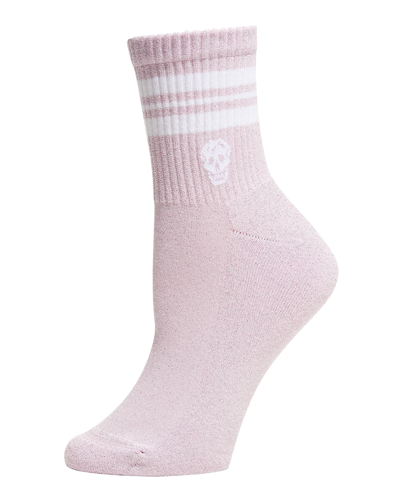 Alexander Mcqueen Skull Striped Cotton-blend Socks In Pink White