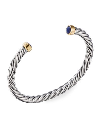 David Yurman Men's Cable Cuff Bracelet In Silver With 18k Gold, 6mm In Blue