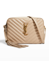 Saint Laurent Lou Medium Monogram Ysl Calf Crossbody Bag In Dark Beige