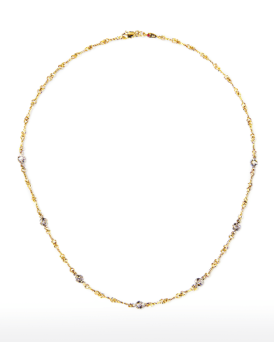 Roberto Coin Two-tone 18k 7-diamond Dog Bone Necklace In Yellow White Gold