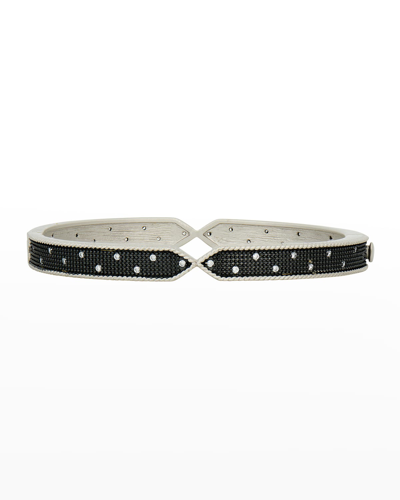 Freida Rothman Industrial Texture Hinge Bangle In Silver And Black