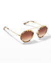 Krewe Conti Gradient Aviator Sunglasses In Matte Oyster 24k