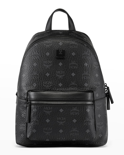 Mcm Stark Small Logo Zip Backpack In Black