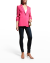 Cinq À Sept Khloe Crepe Ruched Blazer In Hot Magenta