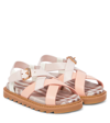 BURBERRY CAGED LEATHER SANDALS