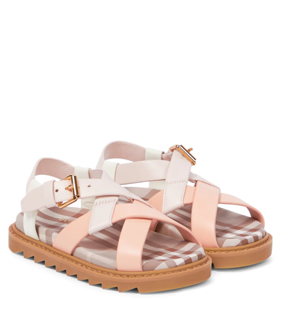 Burberry Girl's Jane Calf Leather Sandals, Toddler/kids In Pink