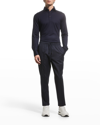 Isaia Men's Wool Evening Polo Shirt In Dark Blue
