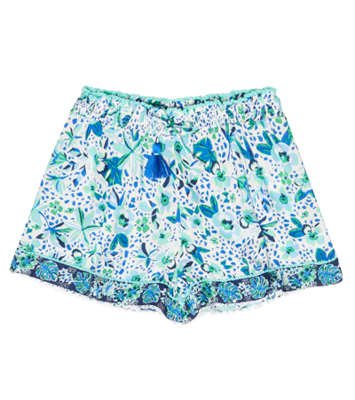 Poupette St Barth Kids' Men's Little Girl's & Girl's Cindy Culotte Shorts In Blue Floral