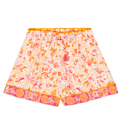 Poupette St Barth Kids' Cindy Floral Shorts In Pink Monaco