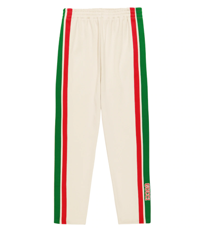 Gucci Kids' Jersey Trousers With Web Stripe In Beige