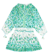Poupette St Barth Ariel Printed Tiered Dress In Green Petale