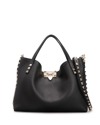 Valentino Garavani Rockstud Calfskin Small Tote Bag In Black