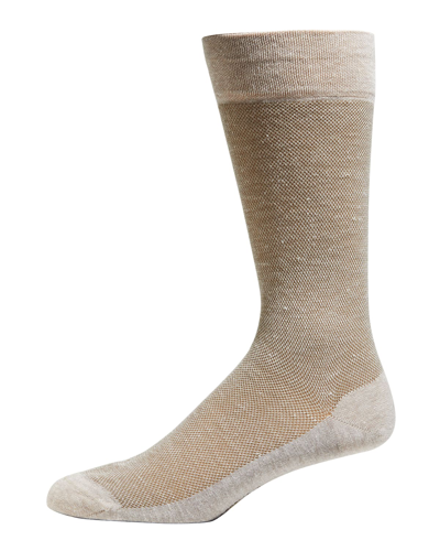 Marcoliani Men's Two-tone Crew Socks In Beige