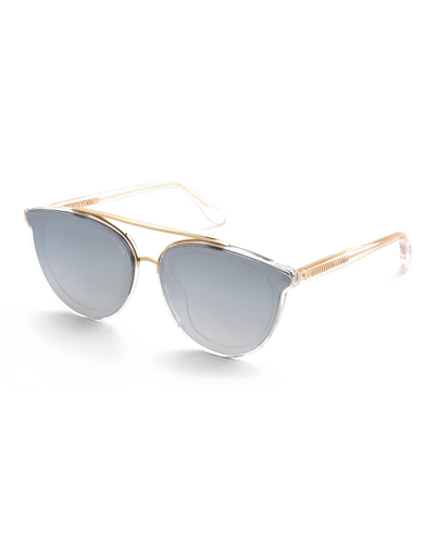 Krewe Clio Oval Acetate Sunglasses W/ Overlay Nylon Lenses In Stella/black 24k