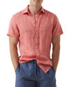 Rodd & Gunn Ellerslie Short Sleeve Linen Button-up Shirt In Forest