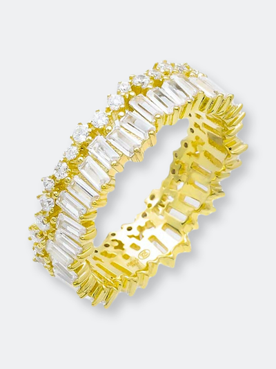 Adinas Jewels By Adina Eden Baguette X Solitaire Double Row Eternity Band In Gold