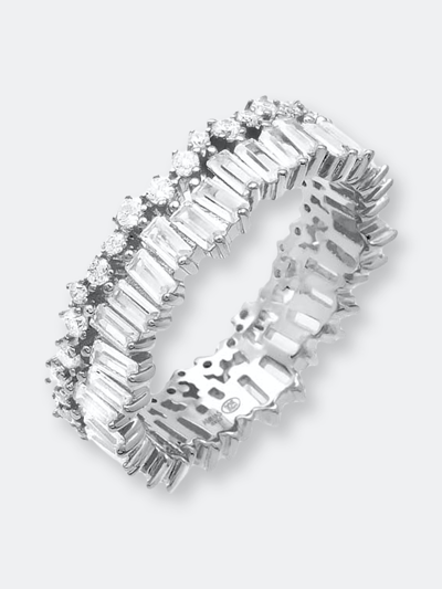 Adinas Jewels By Adina Eden Baguette X Solitaire Double Row Eternity Band In Grey