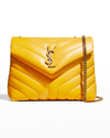 Saint Laurent Loulou Small Matelasse Calfskin Flap-top Shoulder Bag In Yellow