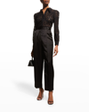 L'agence Jenica Lace Long-puffed Sleeve Blouse In Black