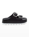 Jslides Simply B Dual-buckle Slide Sandals In Black/white