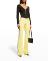 Alexander Mcqueen Leaf Crepe Classic Suiting Pants In Yellow