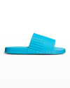 Bottega Veneta Intrecciato Terry-cloth Slides In Amalfi Blue