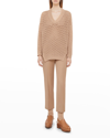 Agnona V-neck Cashmere Crochet Knit Sweater In Bouganville