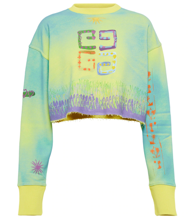 Givenchy + Josh Smith Cropped Printed Cotton-jersey Sweatshirt In Yellow Multi