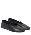 The Row Elastic Ballet Black Nappa Slippers In Black