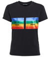 Acne Studios Double Rainbow Face Cotton Blend Crewneck T-shirt In Black