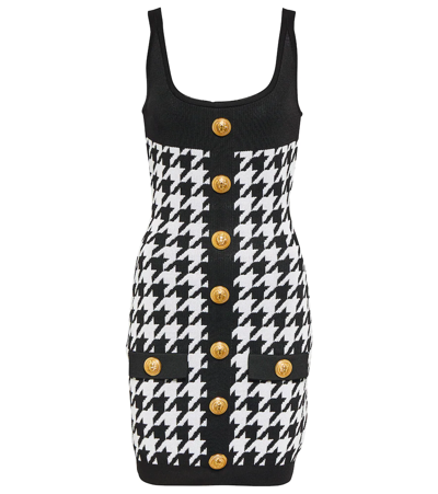 Balmain Embossed Buttons Sleeveless Short Knit Dress In Multicolor