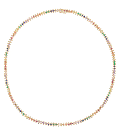 Sydney Evan Evil Eye 14-karat Gold Multi-stone Necklace In Yg/ Rainbow