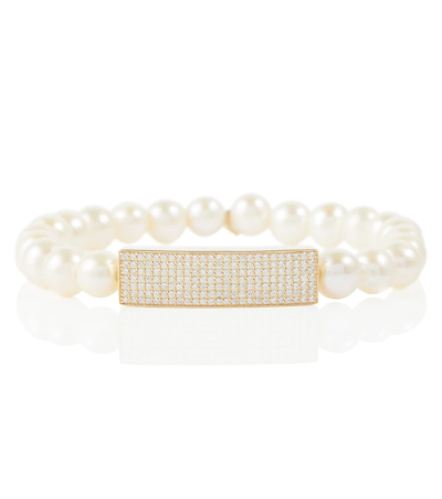 Sydney Evan 14kt Gold Bracelet With Pearls In Yg/ Diamond/ Pearl