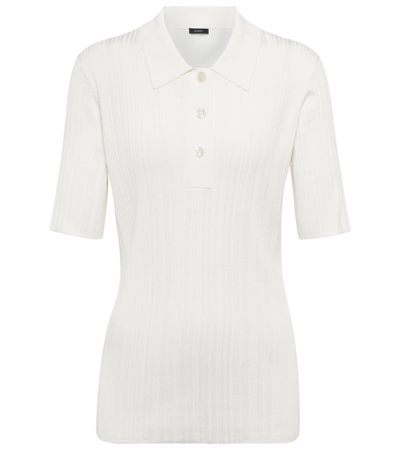 Joseph Ribbed-knit Polo Shirt In Ivory