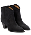 Isabel Marant Darizo Texan Ankle Boots In Black Leather In Faded Black